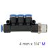 Pu Hose Fitting Manifold 4 X 4mm Port X 1/4'm